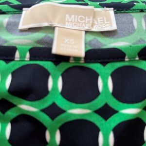 Michael Kors Black and Green Geometric Top